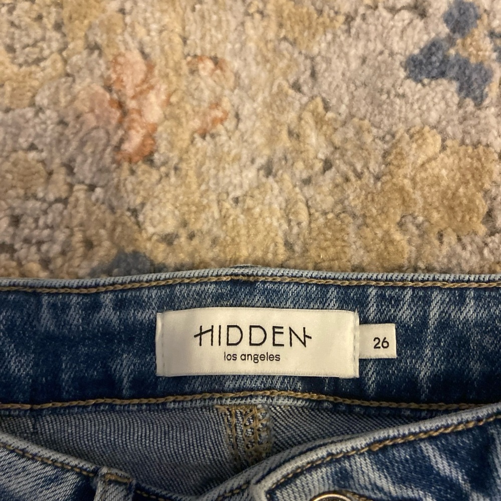 Hidden Los Angeles Jeans Womens 26 Raw Hem Stretch High Rise Light Wash Wide leg - Picture 4 of 13